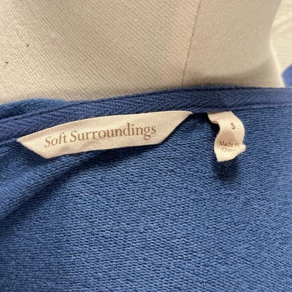 SOFT SURRONDINGS |  Blue Open-Front Long Sleeve Hooded Cardigan | Women's S - Picture 4 of 7